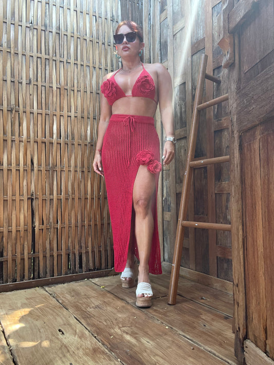 Rose Crochet skirt set