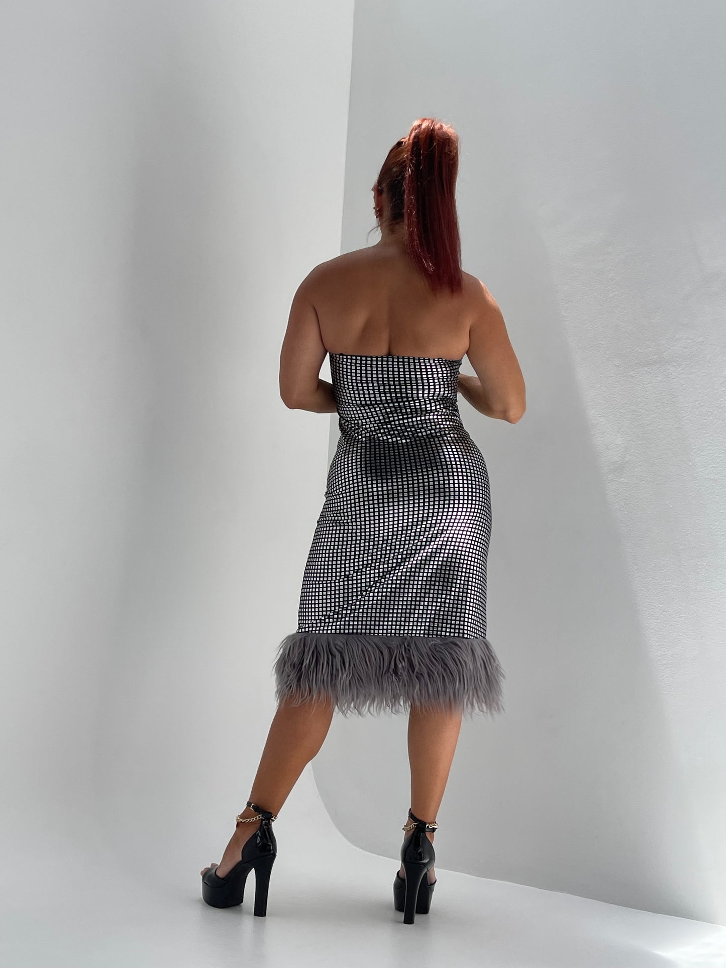 Retro Mindi metallic feather dress