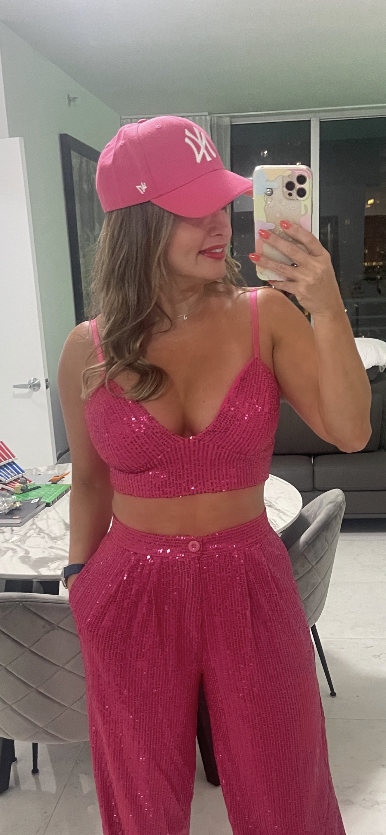 KG Pink Sequins Crop Top