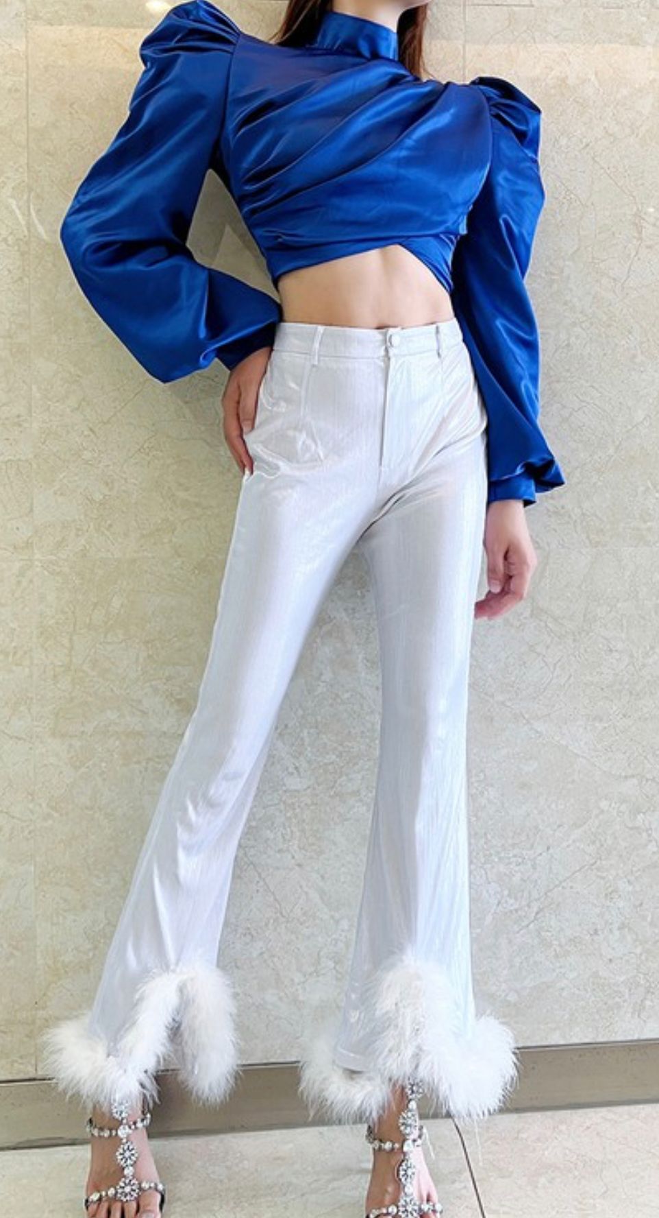 Amelia Feather White Pant