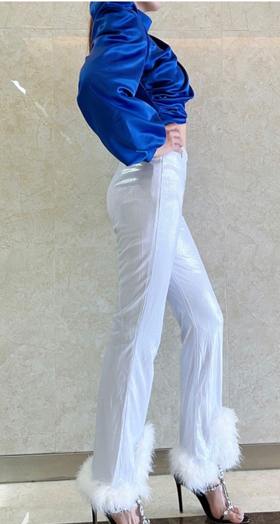 Amelia Feather White Pant