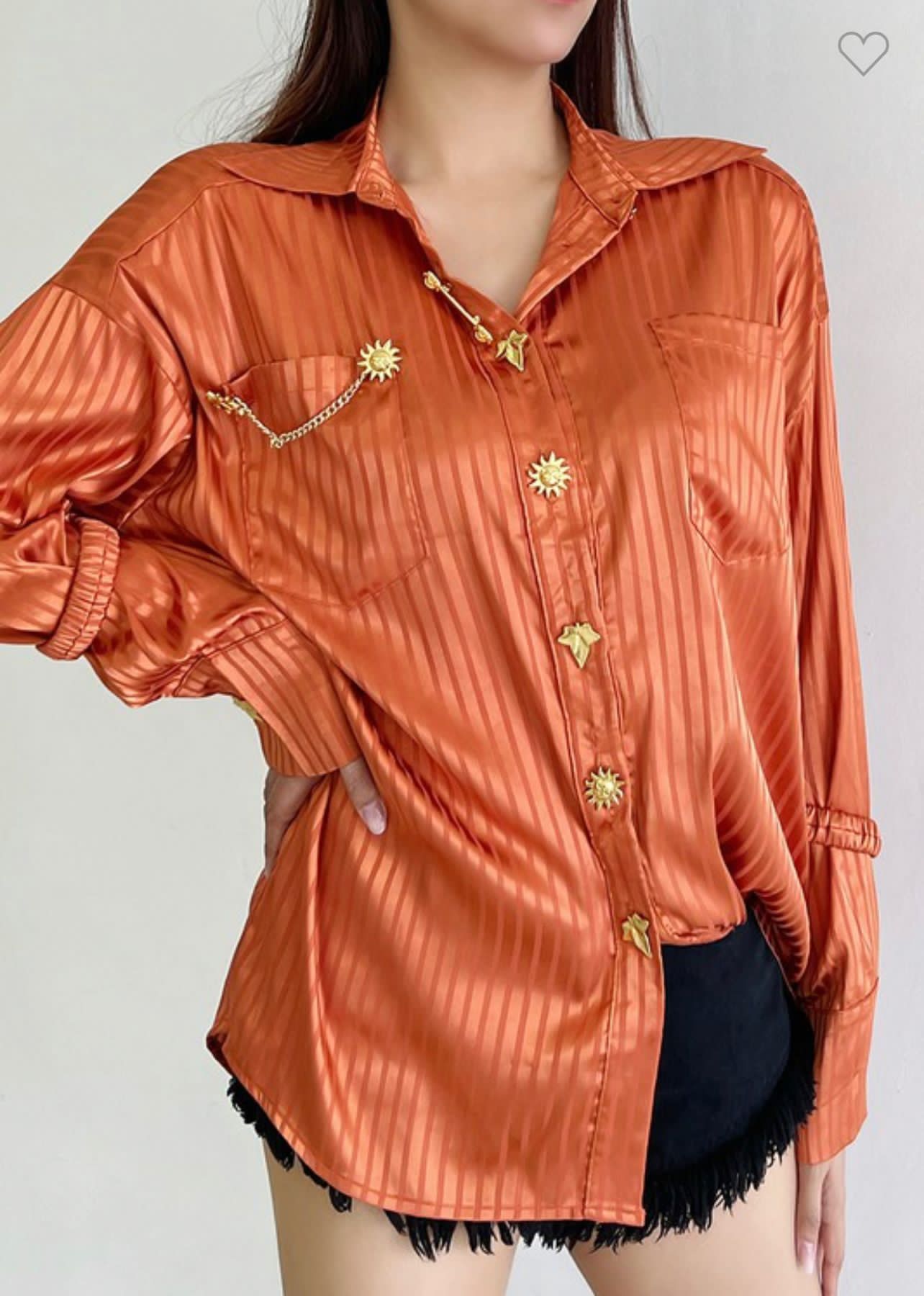 Daniela pStriped Long Sleeve Loose Fit Shirt