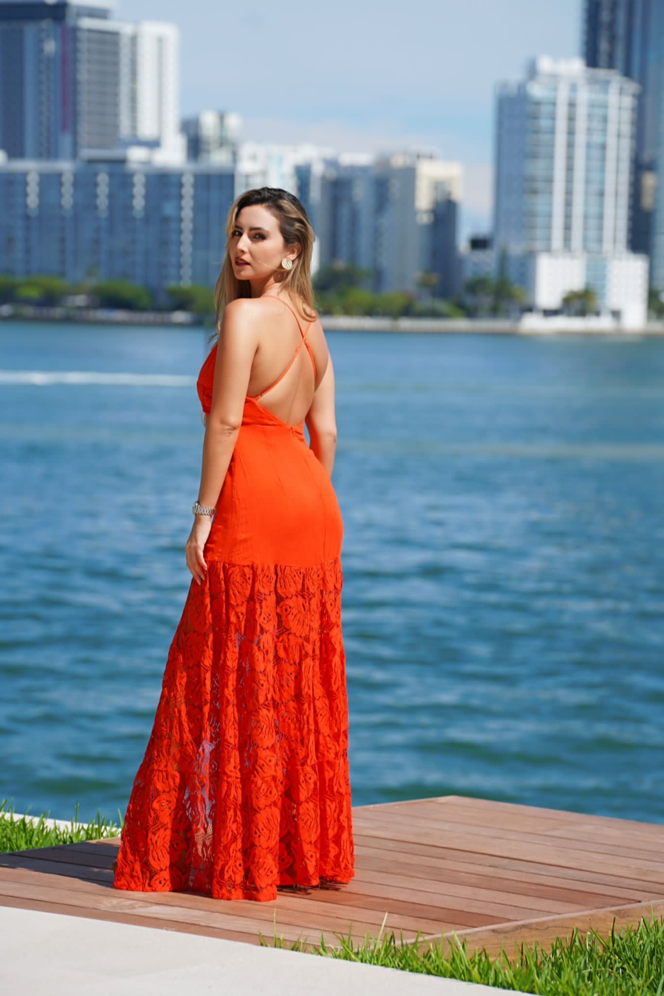 Lace Split Skirt Dress