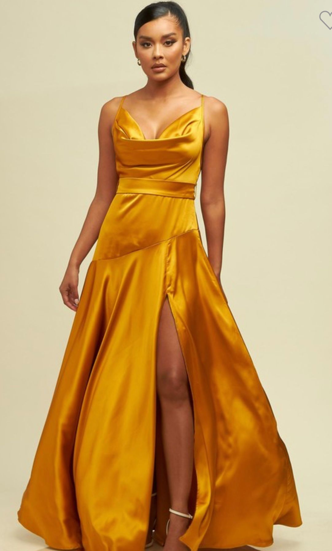 Satin Cowl Belted Dress