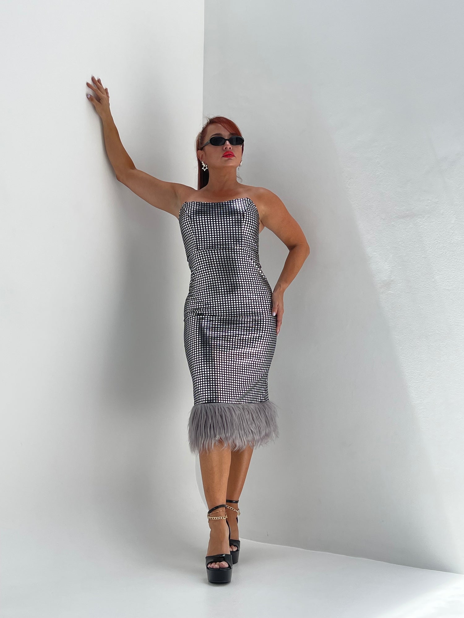 metallic feather dress Jimmie Metal Feather Dress In Silver FancyAdd