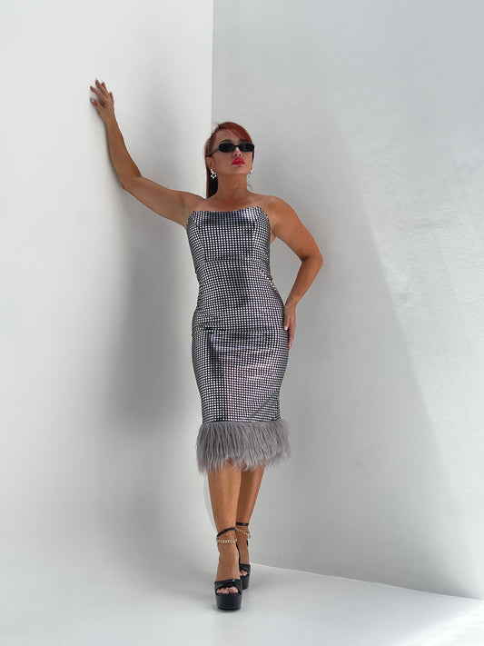 Retro Mindi metallic feather dress