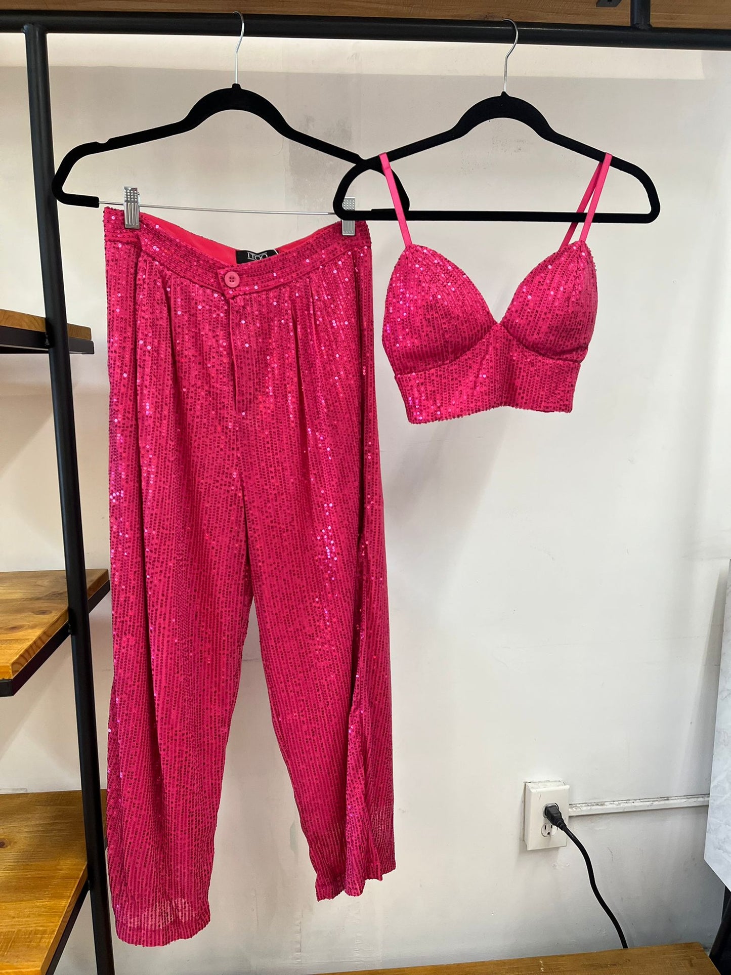 KG Pink Sequins top and Wide leg pants